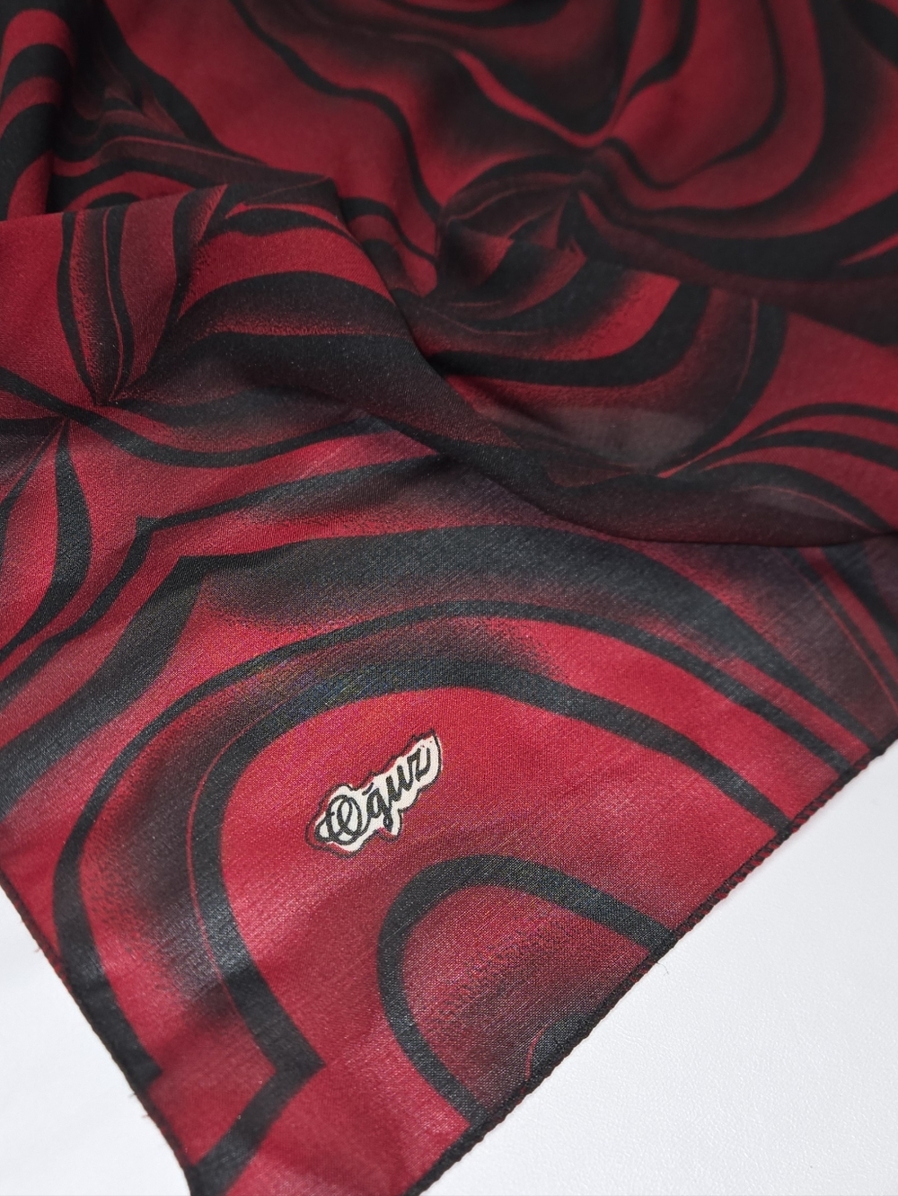 Elegant Red & Black Patterned Silkly Combed Cotton Scarf by Ozur